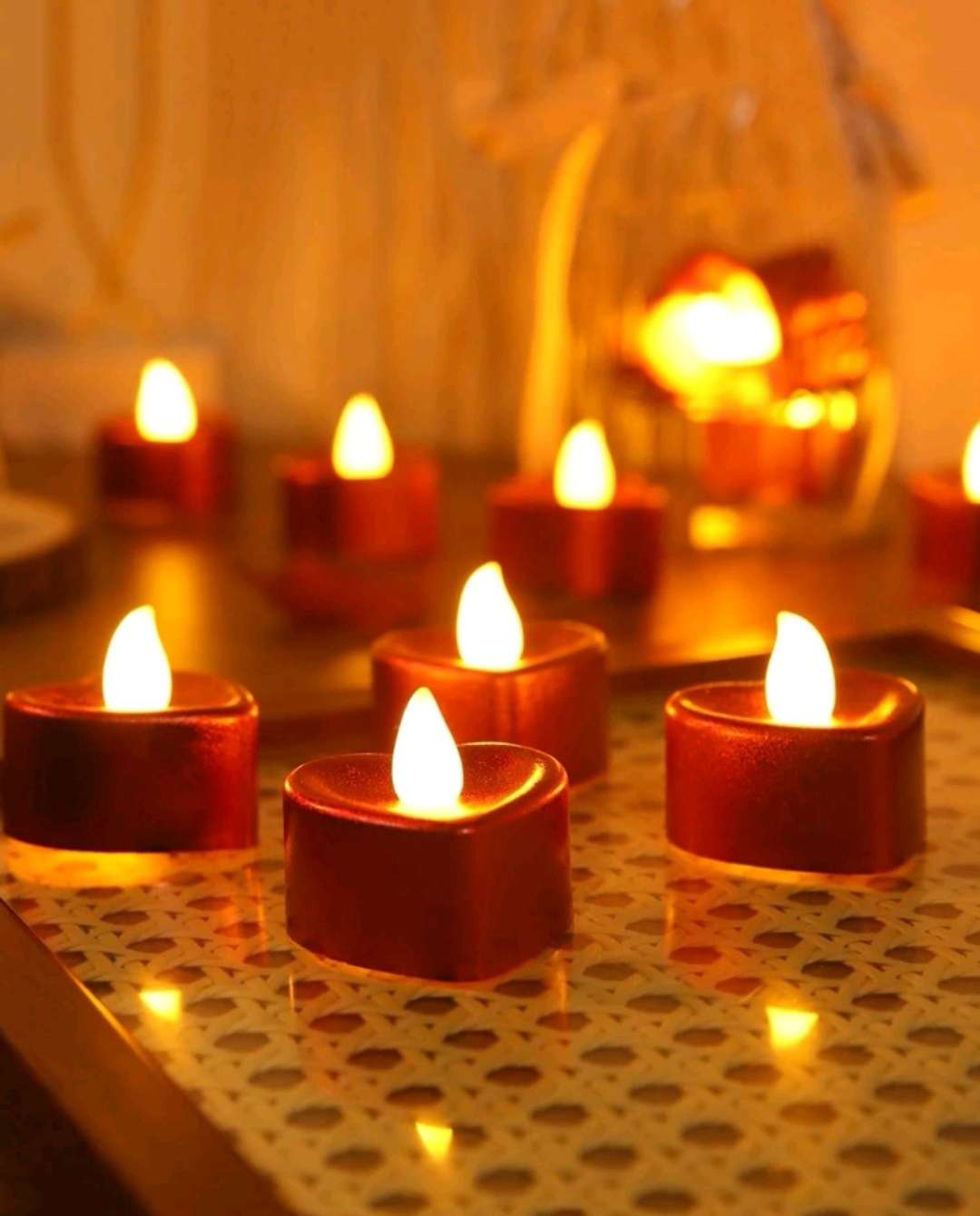 على شكل قلب إلكتروني شمعة 6 قطع