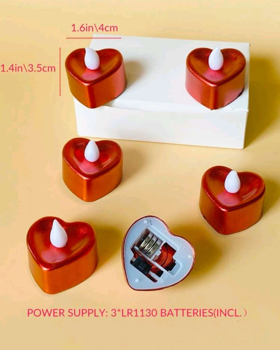 على شكل قلب إلكتروني شمعة 6 قطع