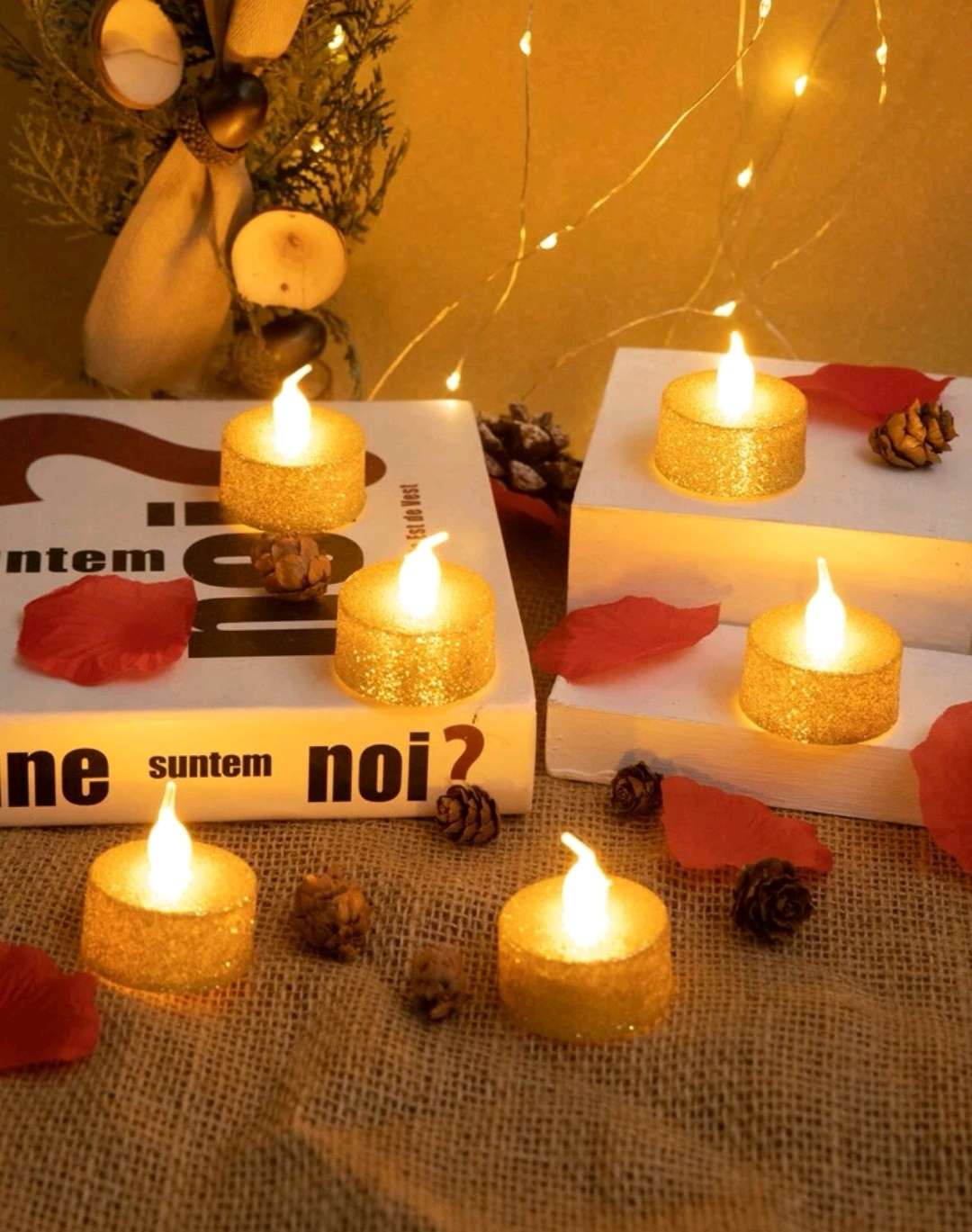 على شكل قلب إلكتروني شمعة 6 قطع