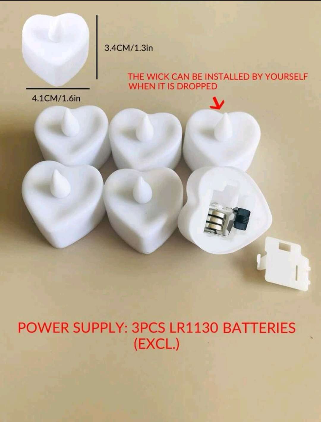 على شكل قلب إلكتروني شمعة 6 قطع