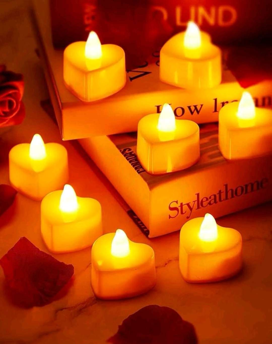 على شكل قلب إلكتروني شمعة 6 قطع