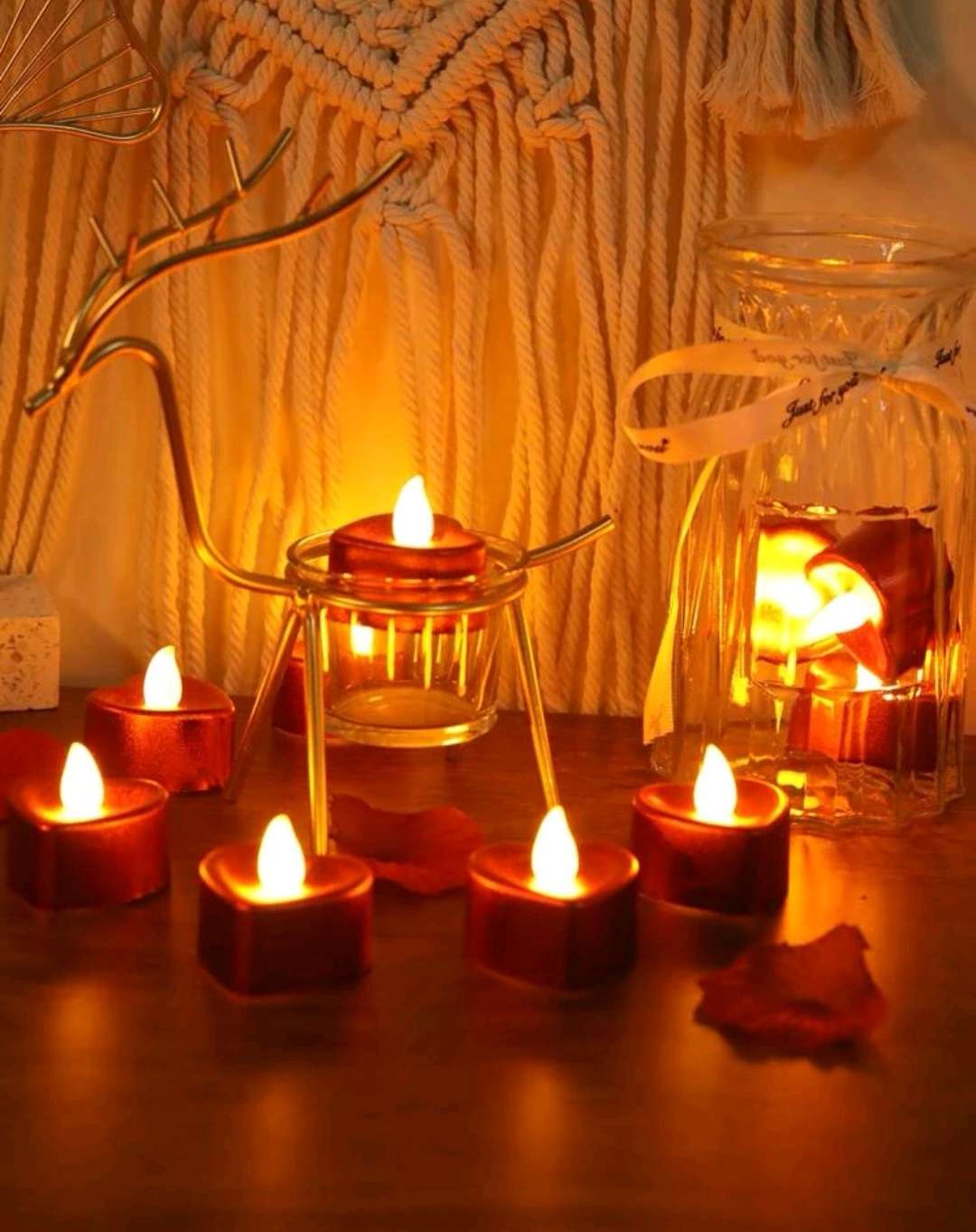 على شكل قلب إلكتروني شمعة 6 قطع