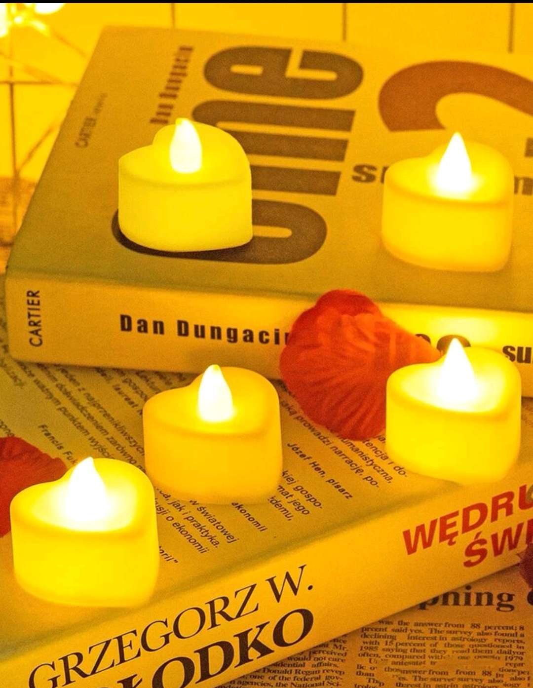 على شكل قلب إلكتروني شمعة 6 قطع